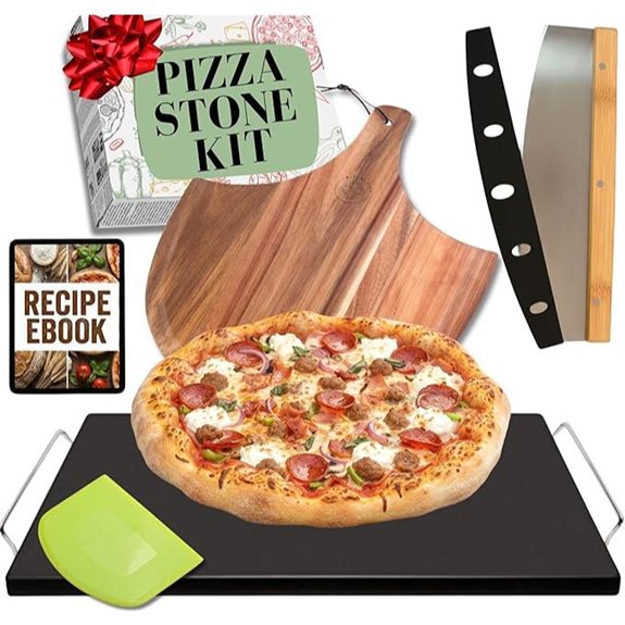 Non-Stick Ceramic Pizza Stone with Handles and Tools