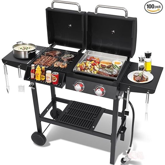 Charcoal & 2-Burner Propane Gas Grill with Griddle