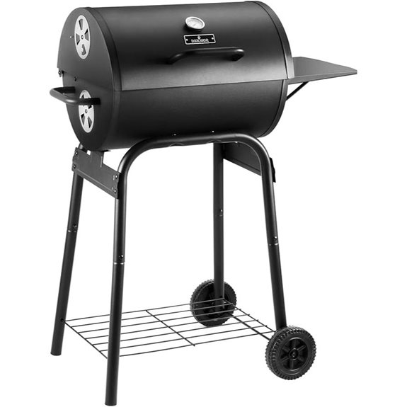Charcoal BBQ Grill with Side Table and Large Cooking Area