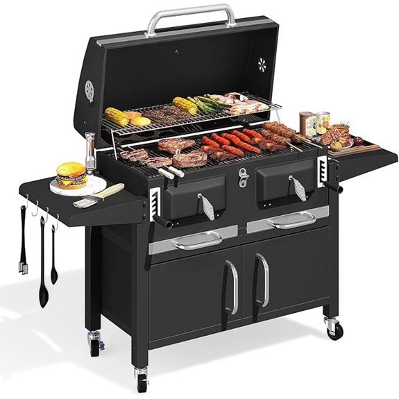 MELLCOM 36 Charcoal Grill with Storage and Side Tables