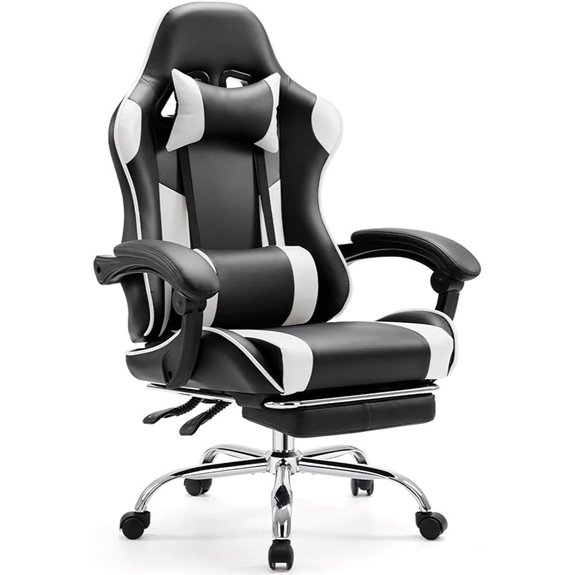 Sweetcrispy Gaming Desk Chair with Footrest and Lumbar