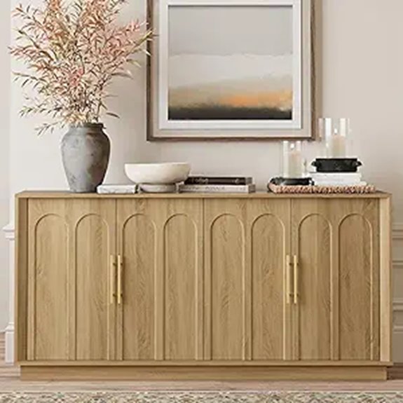 Modern Oak Sideboard with Arched Doors and Storage