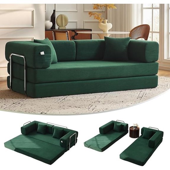 79 Convertible Corduroy Sofa Bed with Pillows