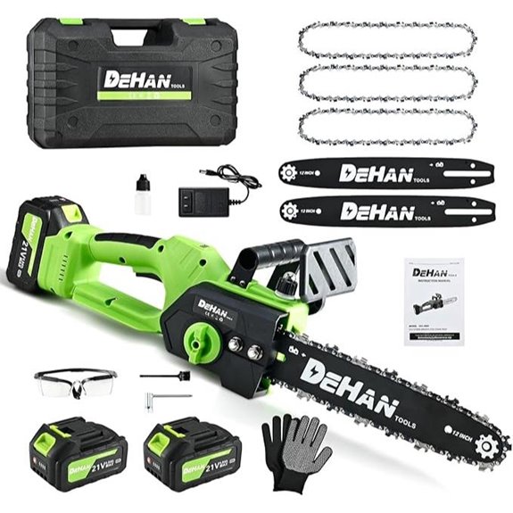 12-Inch Cordless Chainsaw with Batteries and Accessories
