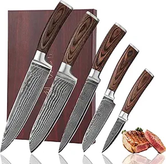 Wakoli Damascus Knife Set with VG10 Blades