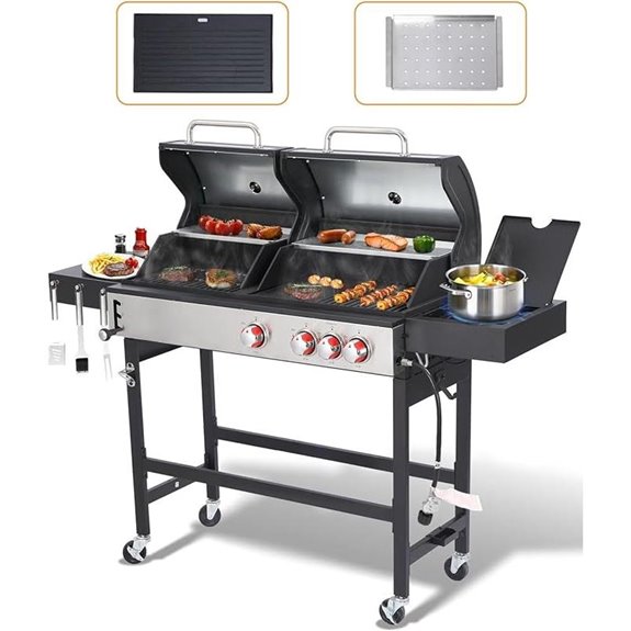 Propane & Charcoal Grill Combo with Side Burner