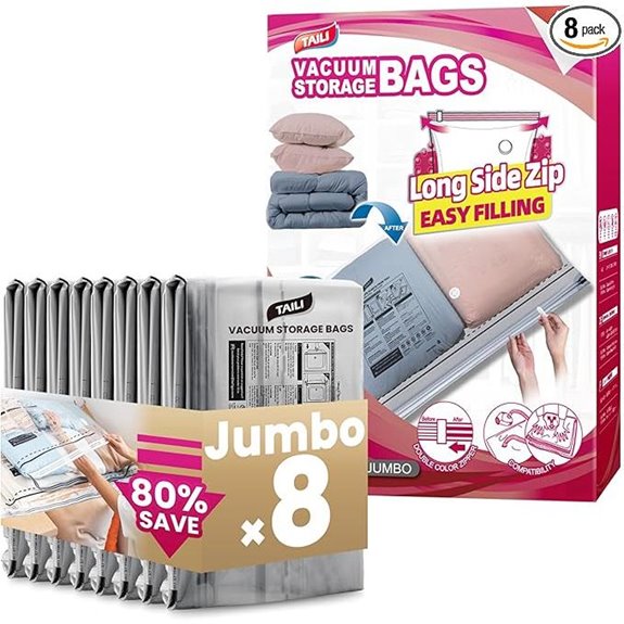 TAILI 8 Pack Jumbo Vacuum Storage Bags