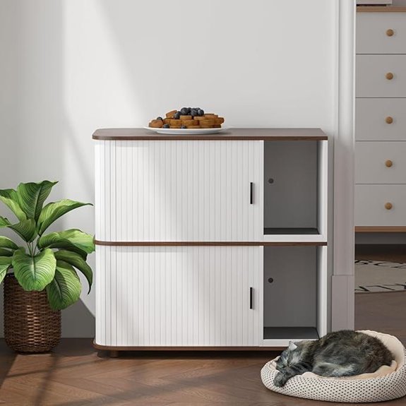 Double Cat Litter Box Enclosure with Doors