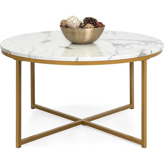 Best Choice Faux Marble Accent Table with Metal Frame