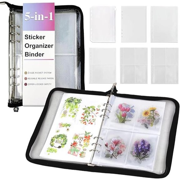 5-in-1 Sticker Organizer Book with Pockets
