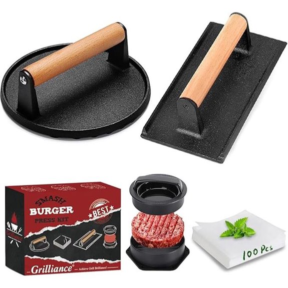 5pcs Smash Burger Press Kit with Wax Paper