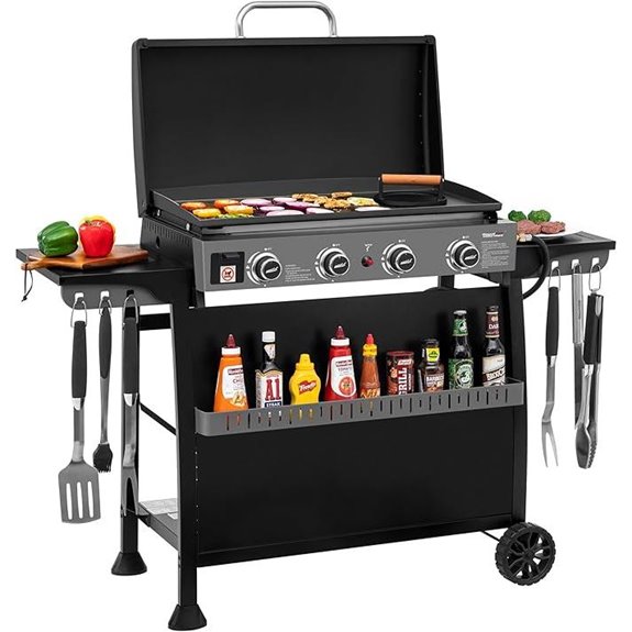 Royal Gourmet 4-Burner Gas Griddle with Cart