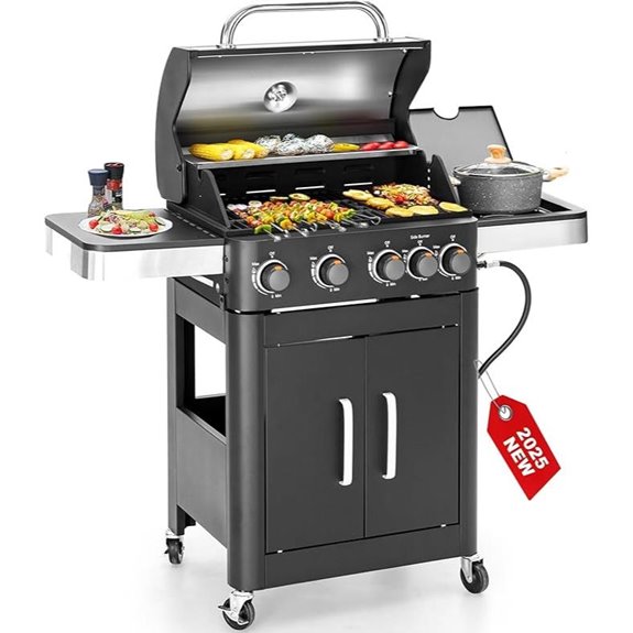 4-Burner Propane Gas BBQ Grill with Side Burner