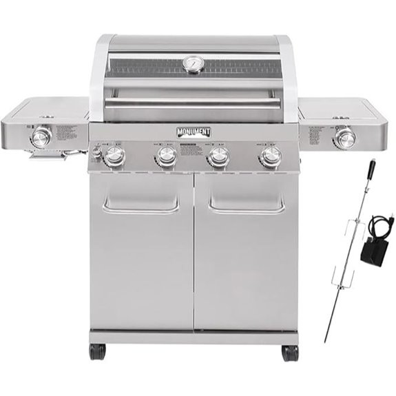 Monument 4-Burner Propane Gas Grill with Rotisserie