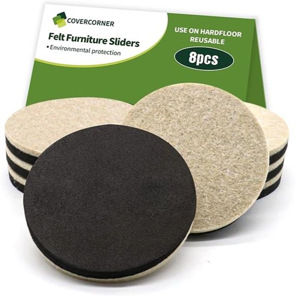 Felt Furniture Sliders for Hardwood Floors (8 pcs)