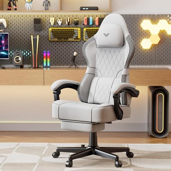 Soontrans Gaming Chair with Footrest and Lumbar Cushion