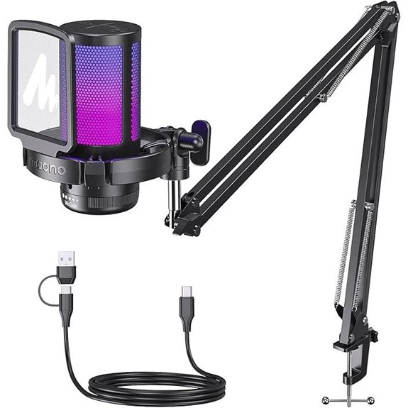 MAONO Gaming USB Microphone with Boom Arm