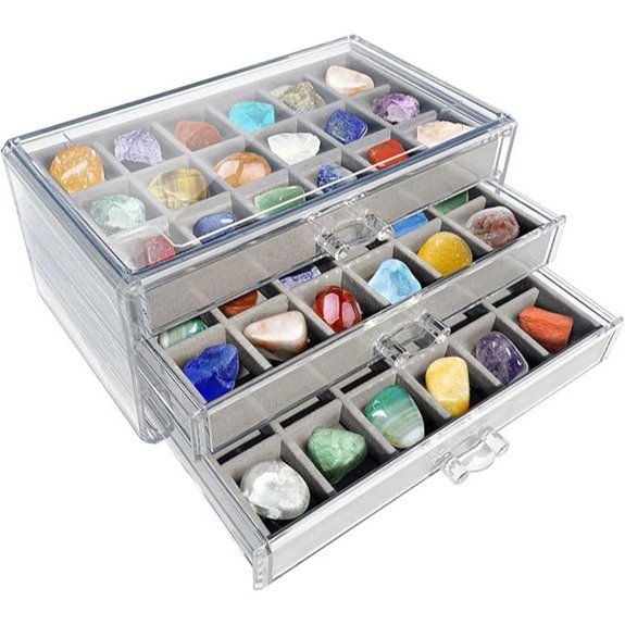 Rock Display Case for Gemstones Fossils & Minerals