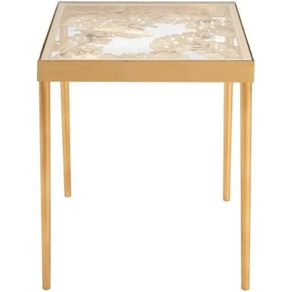 Safavieh Home Leilani Gold Leaf Glass Top Palm Leaf Side Table