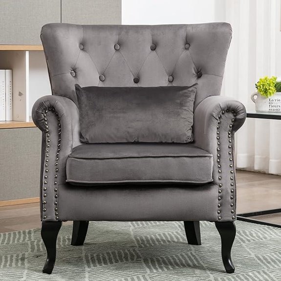 Kmax Velvet Tufted Accent Chair Grey