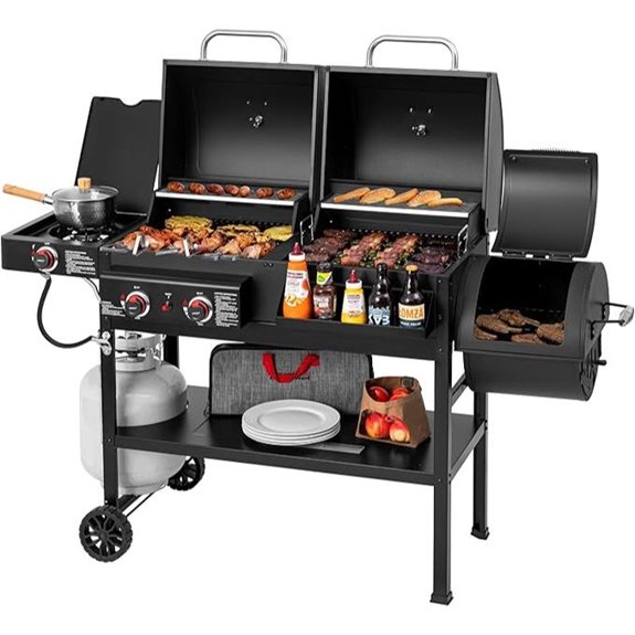 Dual Fuel Grill with Offset Smoker and Side Burner