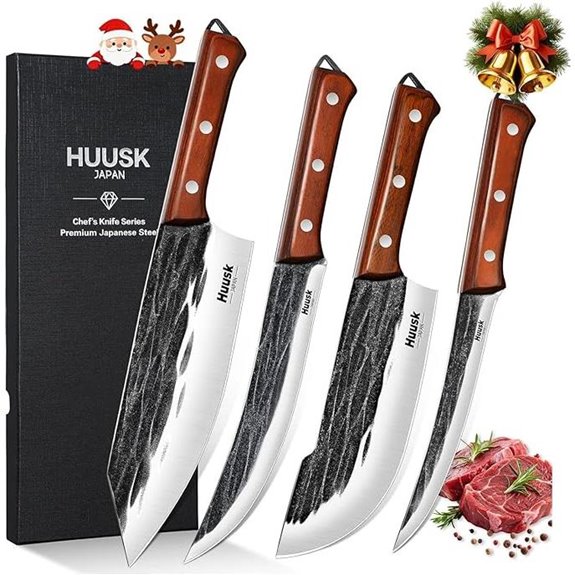 Huusk 4-Piece Hand-Forged Meat Carving Knife Set