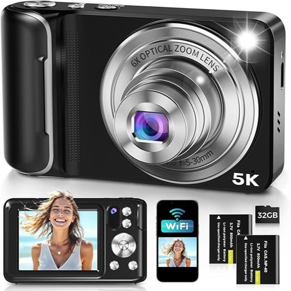 5K Digital Camera with WiFi 64MP Dual Lens