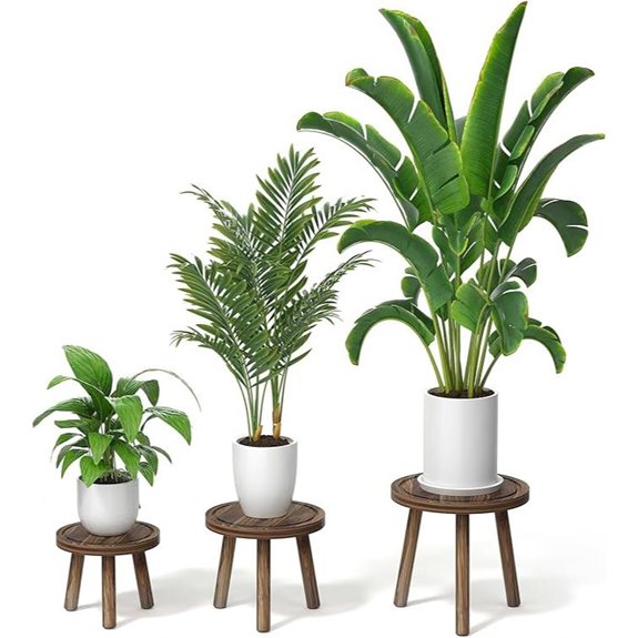 3-Pack Indoor Wood Plant Stands for Large Pots