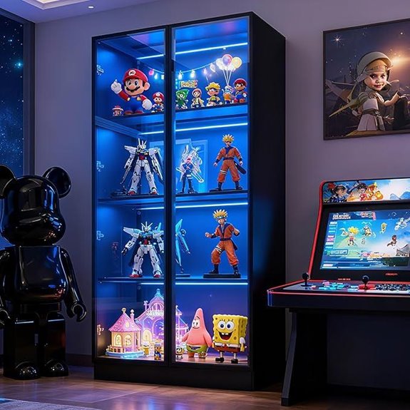 Large 63” Glass Display Cabinet with LED Lights