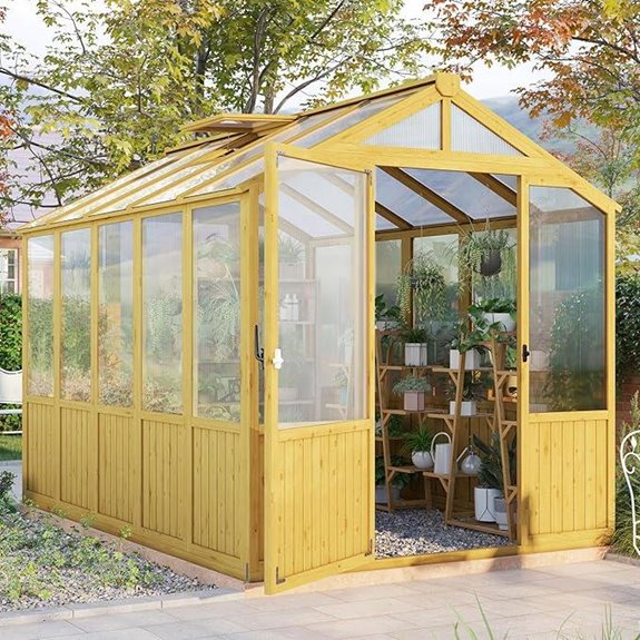 Jocisland 6x8x6.5 Ft Wooden Greenhouse with Vents