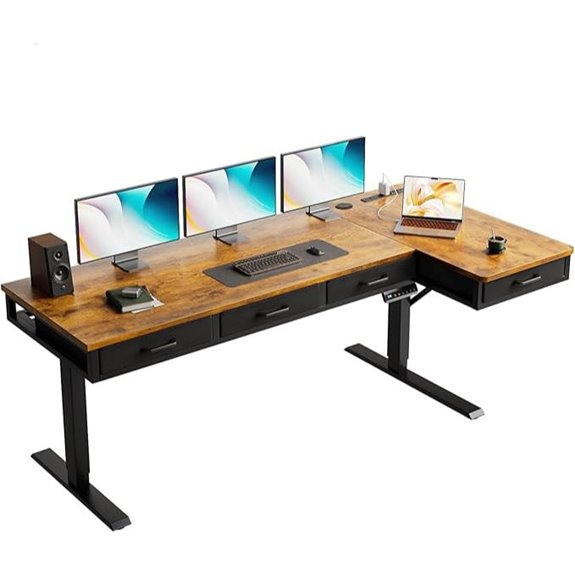 large l shaped electric desk