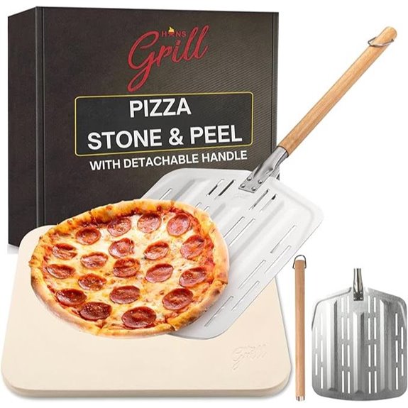 Hans Grill XL Pizza Stone with Aluminum Peel