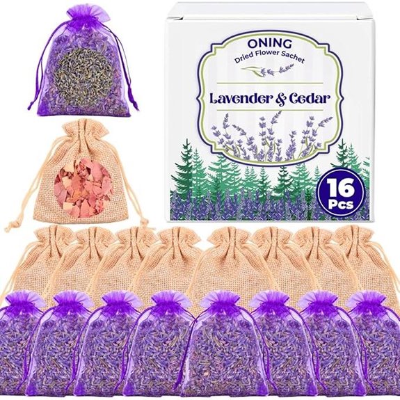 16 Pack Lavender Sachet Bags & Cedar Chips Set