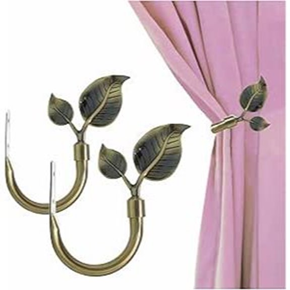 Rbeusau Leaf-Shaped Brass Curtain Tiebacks (2pcs)