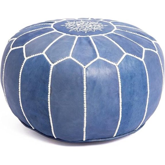 Genuine Leather Round Ottoman Footstool Cover