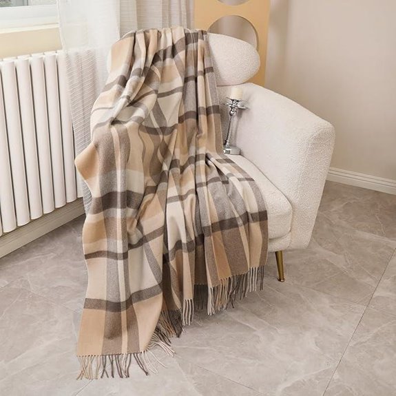 Pure Wool Blanket Lightweight Tartan 55x83 inches