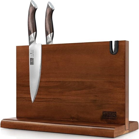 HOSHANHO Magnetic Knife Block with Sharpener 14x10 Inches