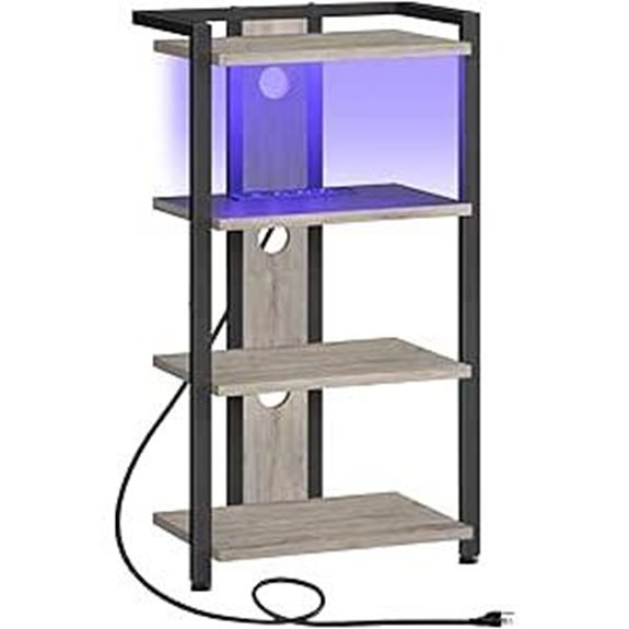 HOOBRO 4-Tier Media Stand with Charging & LED
