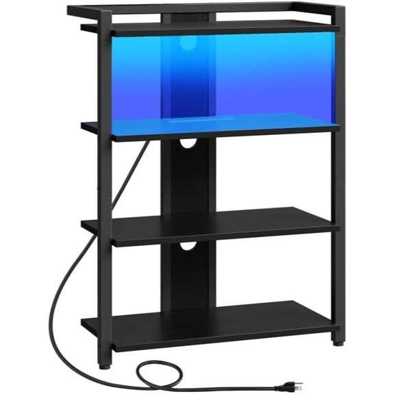 HOOBRO 4-Tier Media Stand with Charging & LED