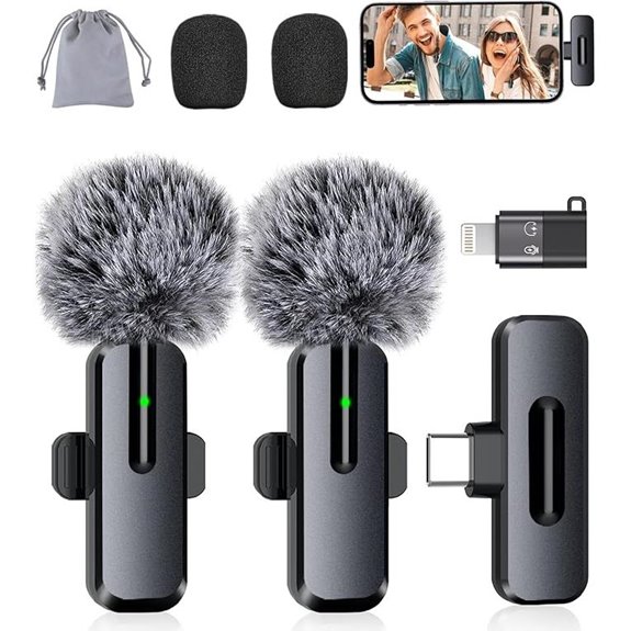 Wireless Mini Microphone for iPhone & Android (2 Pack)