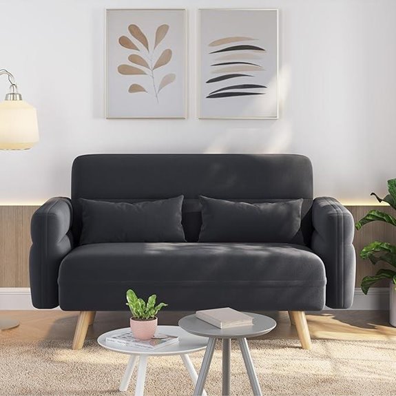 Yaheetech 46 Modern Fabric Loveseat Sofa with Pillows