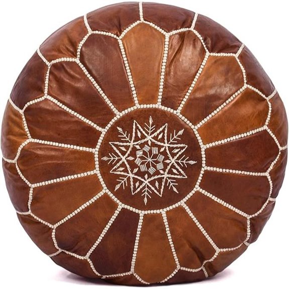Moroccan Leather Handmade Ottoman Pouf Cover
