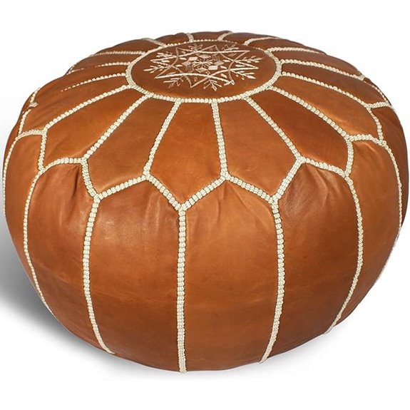 Moroccan Leather Ottoman Pouf for Living & Bedrooms