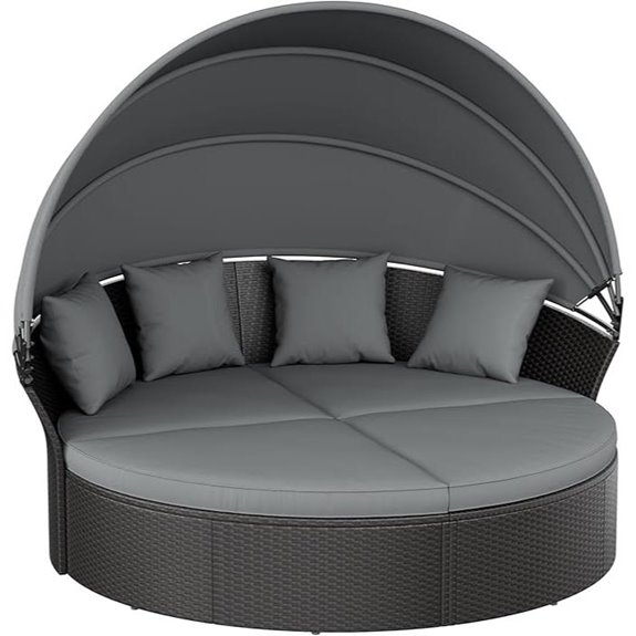 Crownland Outdoor Round Daybed with Canopy and Cushions