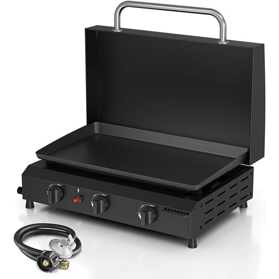 3 Burner Gas Griddle with Hood 25.6-Inch Portable BBQ