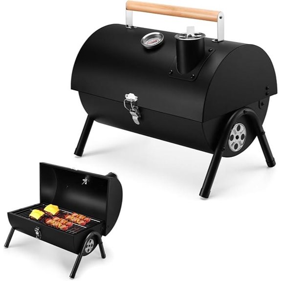 portable charcoal grill with thermometer