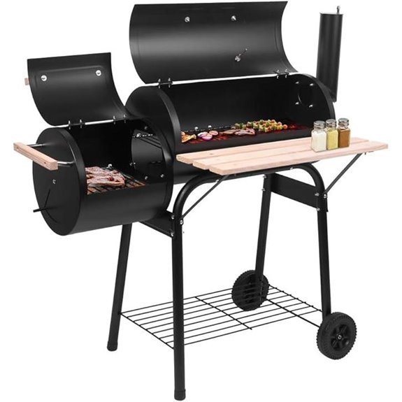 Outvita BBQ Charcoal Grill with Smoker and Wheels