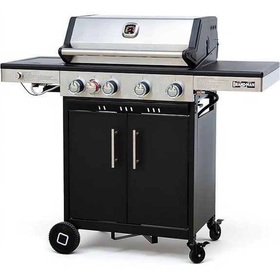 Portable 4-Burner Propane Gas Grill with Infrared Side Burner