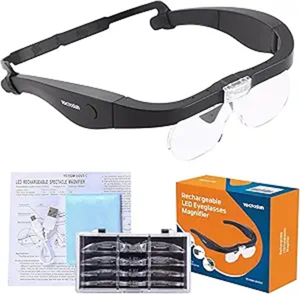 YOCTOSUN Rechargeable LED Magnifying Glasses with Lenses