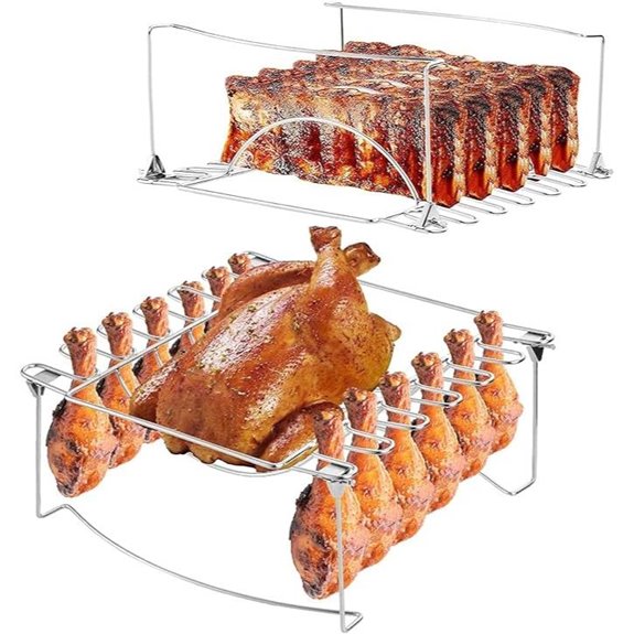 3-in-1 Rib & Chicken Rack for Grilling and Smoking